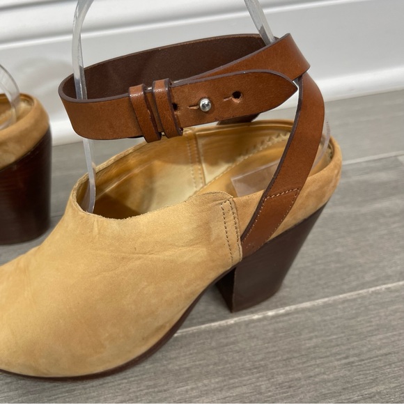 Rag & Bone Kenny Nubuck Ankle Strap Slide Camel 37 7 Boho Western Southwestern - Picture 10 of 16